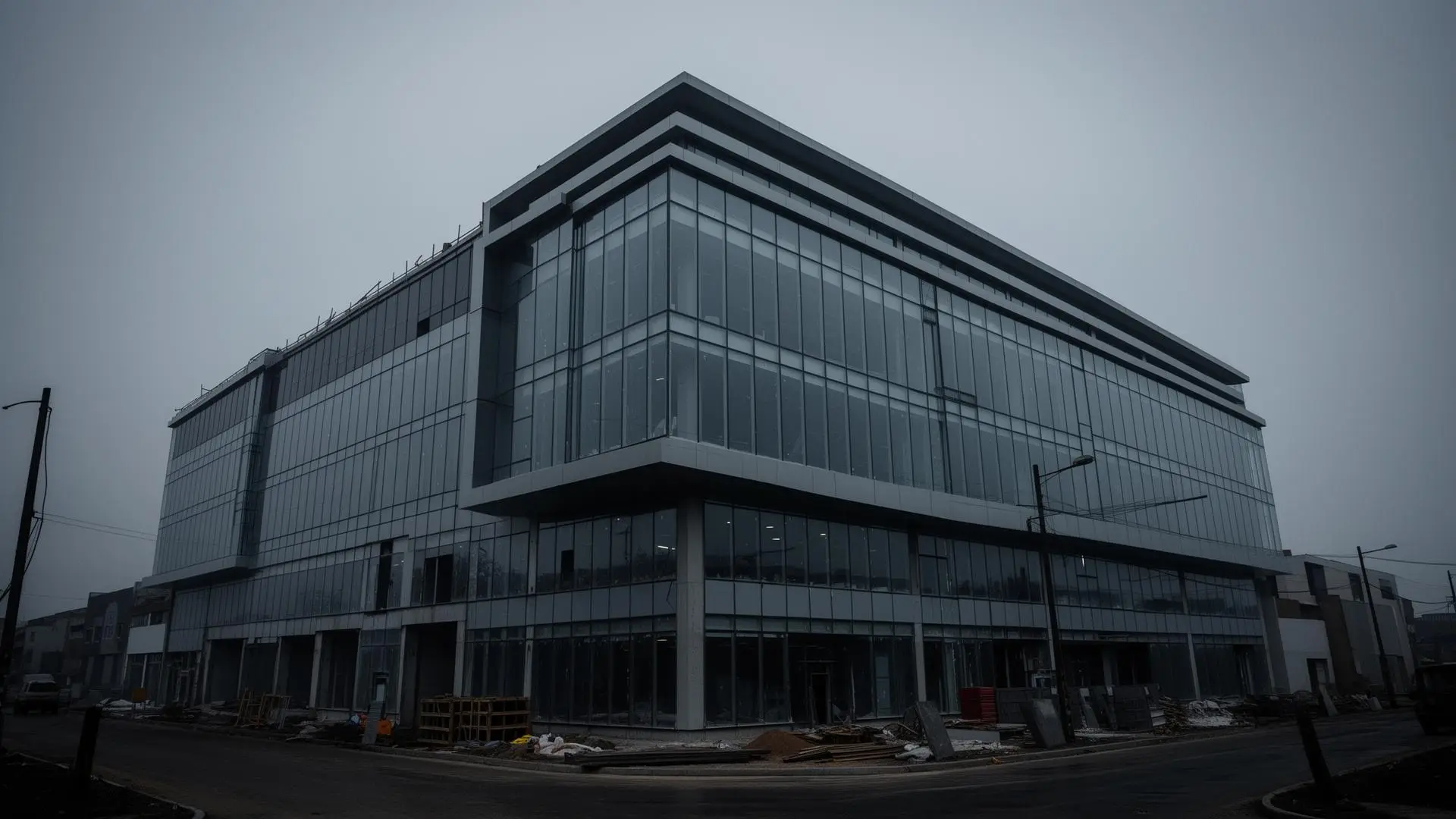 Completed construction project at near-final phase